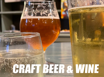 craft beer, wine and mimosas